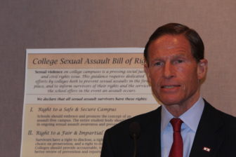 Sen. Richard Blumenthal speaks of the need for a "College Sexual Assault Bill of Rights" for students