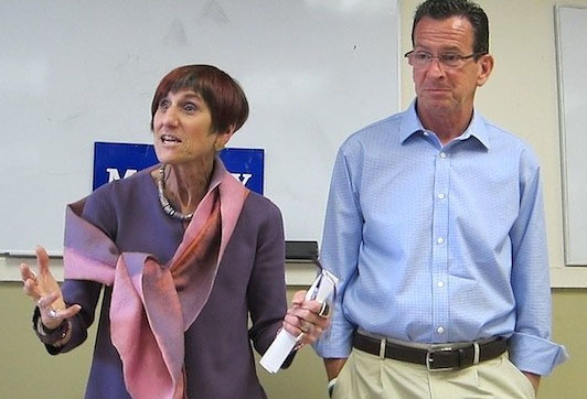 U.S. Rep. Rosa DeLauro and Gov. Dannel Malloy during a recent visit to New Haven.