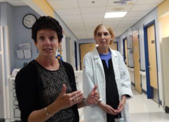 This is a picture of Dr. Lisa Namerow, left, and Dr. Lynn Mangini, child psychiatrists who see patients in the Connecticut Children's ER.