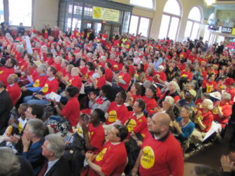 Hundreds of supporters of a public health insurance option rallied in April 2011, hoping to convince Malloy and other leaders to embrace the plan. He didn't.