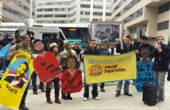 Immigrant advocates at the Department of Homeland Security in Washington, D.C., Thursday.