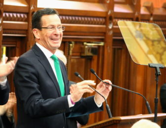 Gov. Dannel P.. Malloy gives his State of the State speech at the state Capitol.