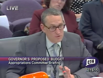 Budget director Benjamin Barnes testifies before the legislature's Appropriations Committee