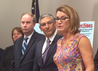 House Minority Leader Themis Klarides and Sen. Michael McLachlan are Trump delegates. Senate Minority Leader Len Fasano, center, is not. and Sen. Len Fasano,