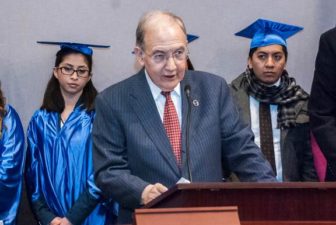 Sen. Martin Looney at a press conference last week announcing his support for financial aid for Dreamers