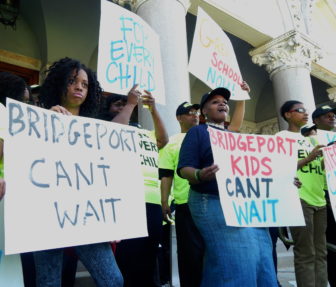 Supporters of a charter school in Bridgeport at Thursday's Capitol rally.
