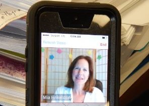 Dr. Mia Finkelston during a visit using LiveHealth Online, a form of telemedicine.
