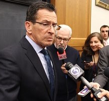 Gov. Dannel P. Malloy announcing his "second-chance" program in New Haven in February.