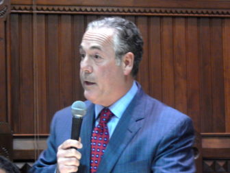 Rep. Jeffrey Berger, co-chaiir of the Finance, Revenue and Bonding Committee speaks during the budget debate.