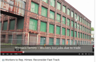 The abandoned Warnaco factory in Bridgeport featured in a video critical of Rep. Jim Himes stance.