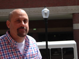 Ken outside Middlesex Hospital, where he was a frequent emergency room patient.