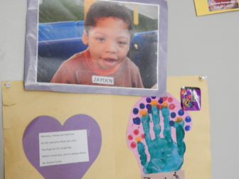 Pictures of Karell Richards' son Zayden on the wall of their Vernon home