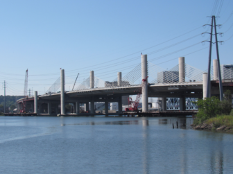 The Pearl Harbor Memorial Bridge, known as the Q bridge, which carries I-95 over New Haven harbor.