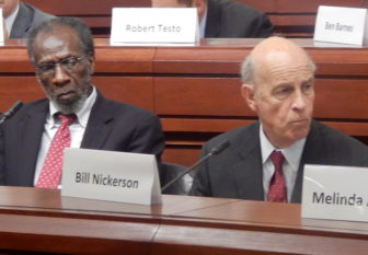 State Tax Panel Co-chairs William Dyson, left, and William Nickerson preside at Wednesday's hearing.