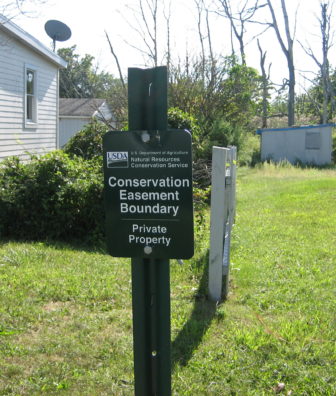 A conservation easement sign in West Haven.