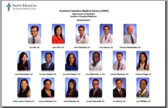 Hospitalists at St. Francis Hospital and Medical Center developed this flyer so patients would know the names and faces of the doctors who see them.