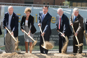 UConn President Susan Herbst and Gov. Dannel Malloy (center) and other dignitaries break ground for a new building on the Storrs campus in September