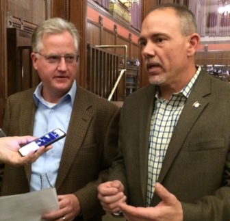 House Majority Leader Joe Aresimowiicz, right, and the man he expects to succeed, House Speaker J. Brendan Sharkey.