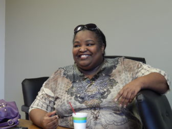 This is a picture of Stephanie Johnson, president of AFT CT Local 5051, which represents license practical nurses and technologists at Lawrence + Memorial Hospital.