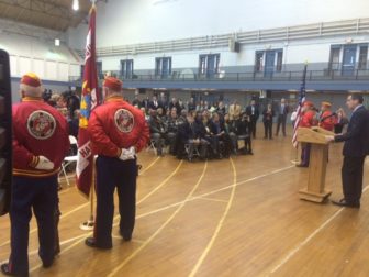Gov. Dannel P. Malloy at a ceremony marking Connecticut's certification as the second state to end veterans' homelessness.