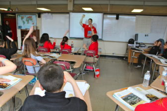 A social studies class at East Hartford Middle School