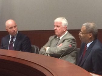 Michael P. Lawlor, John Santa and Sen. Eric Coleman talk about bail reform.