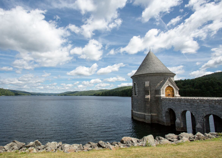 Dam at the MDC's Barkhamsted Reservoir.