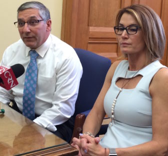 Senate Minority Leader Len Fasano and House Minority Leader Themis Klarides.