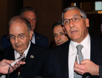 Senate President Pro Tem Martin M. Looney, left, and Republican Leader Len Fasano in a file photo from the 2016 session.