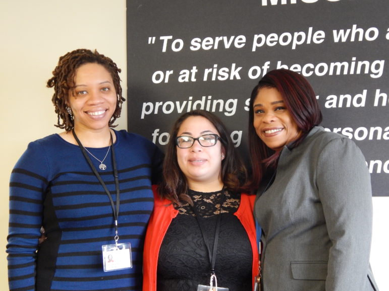 Pajo's support team. From left: case manager Ann-Marie White and patient navigators Alyssa Ekstein, and Takisha Highsmith