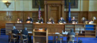 The Supreme Court during arguments in the Peeler case.
