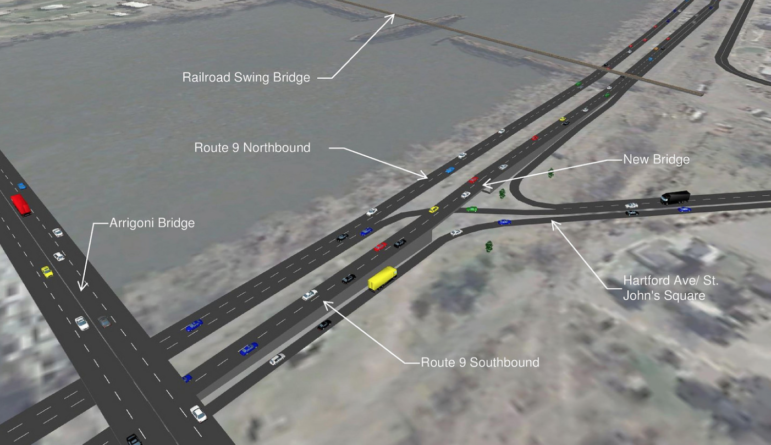 A DOT rendering of proposed improvements to the intersection of Rt. 9 and Hartford Avenue in Middletown.