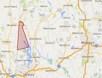Sherman is on the New York line, at the north end of Candlewood Lake.