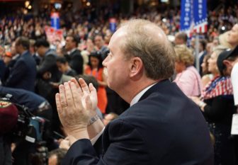 Sen. Mike McLachlan applauds Trump.