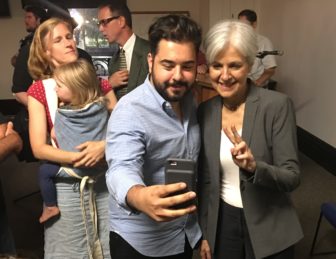 A supporter takes a selfie with Green Party presidential candidate Jill Stein in Stamford.