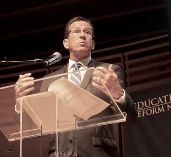Gov, Dannel P. Malloy was a featured speaker before a charter school group in Philadelphia.