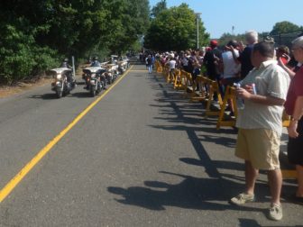 More than 1,000 people lined up before doors opened at Donald Trump's rally in Fairfield Friday.