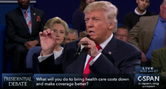 Click to view the candidates' exchange on health care costs during the second presidential debate.