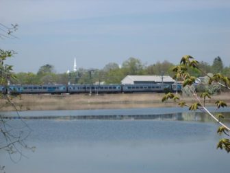 The Amtrak/Shoreline East line is slightly elevated above the mouth of the Branford River. The tracks run through salt marsh and floodplains in other parts of town and nearly all of neighboring Guilford.