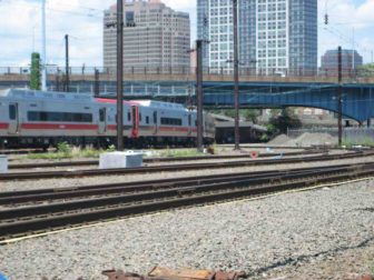 The East Cut, under the Water St. Bridge in the background, is the area of the New Haven Rail Yard most prone to flooding. There is now a pump station there to help alleviate that.
