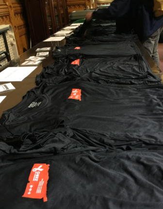 T-shirts with the Getting to Zero campaign's logo, part of the outreach effort to eradicate new cases of HIV in Connecticut.